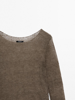 Massimo Dutti Свитер с ажурным узором, цвет верблюжьей шерсти