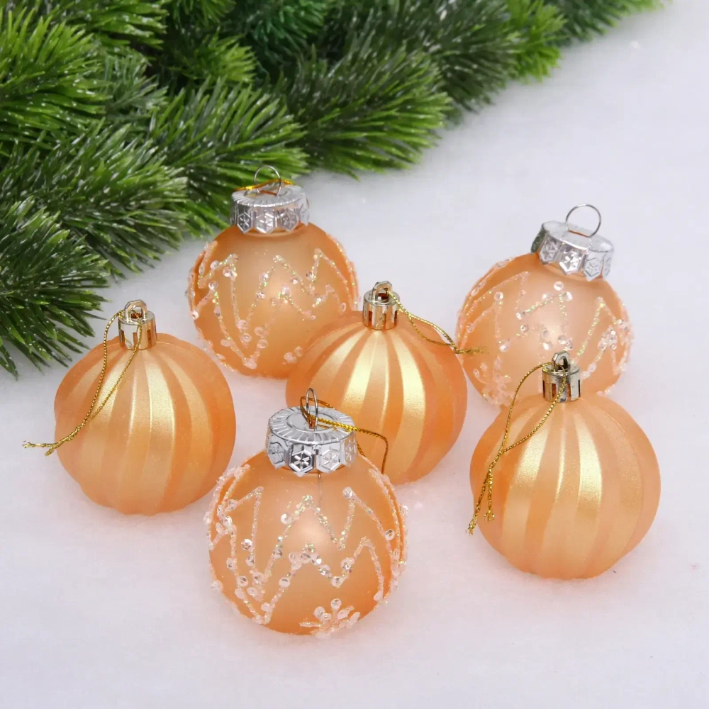 Набор шаров 6 см «Солнечная сказка» (в наборе 12 шт), Янтарь