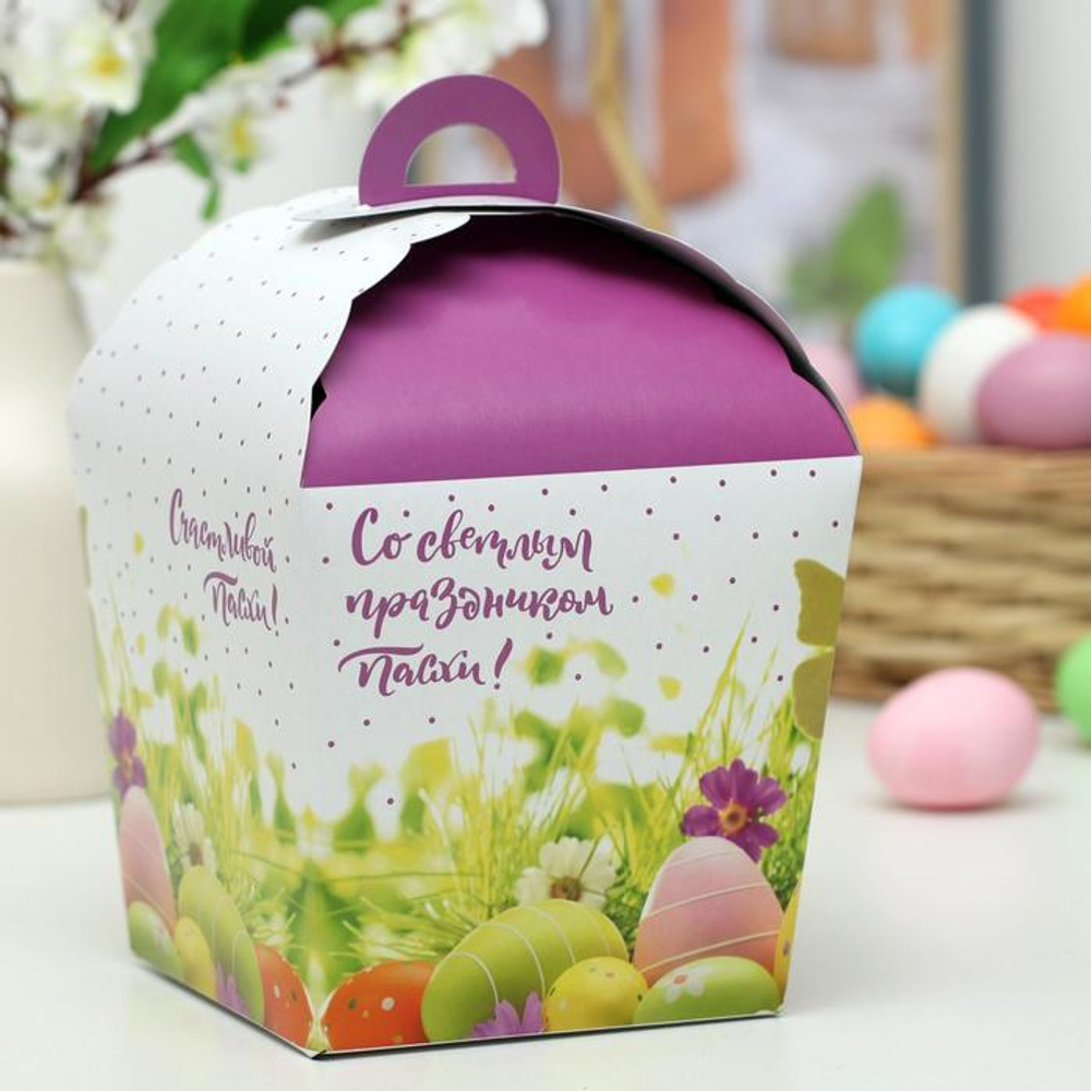 Коробка под кулич 17*17*26 см без окна Светлой Пасхи