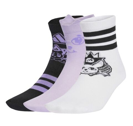 Теннисные носки Adidas Young Animation Crew 3P - white/black/powder plum
