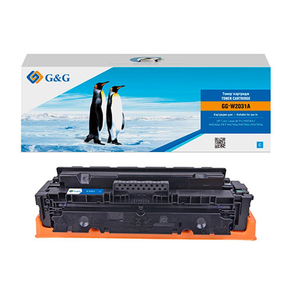 Картридж G&amp;G, аналог HP W2031A/415A синий 2.1k с чипом