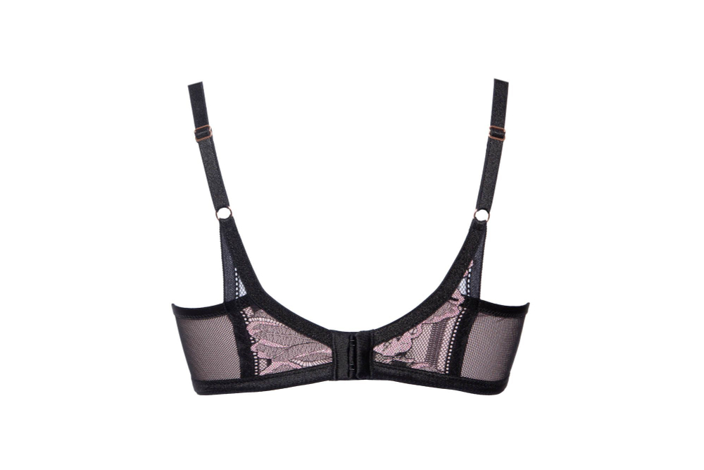 Пуш-ап бюстгальтер Glossy Iris с эффектом мерцания (Размер: 75F) (Цвет: черный с розовым)