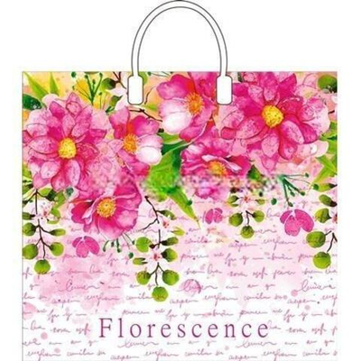 Пакет с пластиковой ручкой ПВД 37х34 (80 мкм) "Цветение" (10/100 шт.) Интерпак