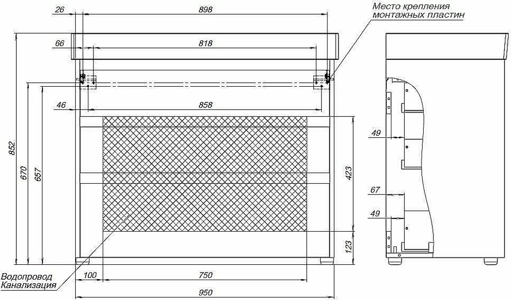 Тумба с раковиной Aquanet Nova Lite 302480 100 дуб рустикальный