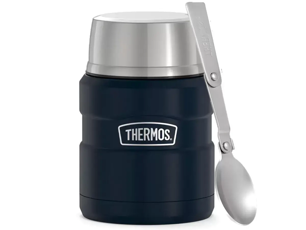 Термос для еды THERMOS KING SK-3000 MMB 0,47L, складная ложка, чёрный