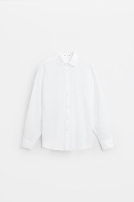 ZARA РУБАШКА ИЗ 100% ЛЬНА, БЕЛЫЙ