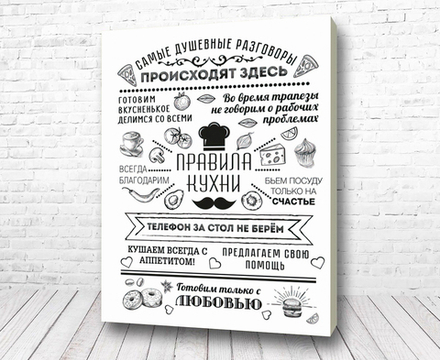 Интерьерная картина в технике цифровой печати. АРТ 204 Правила кухни