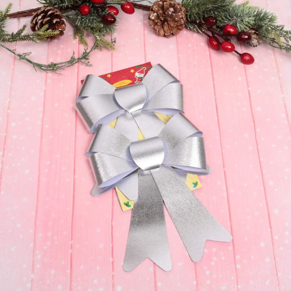 Бант на ёлку «Сказочные блики» (набор 2 шт), Серебро