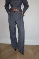 Брюки палаццо на средней посадке, Серый