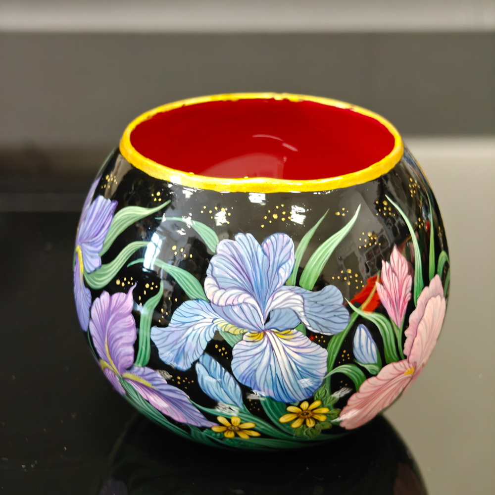 Вазочка с ручной росписью Палех "Ирисы"