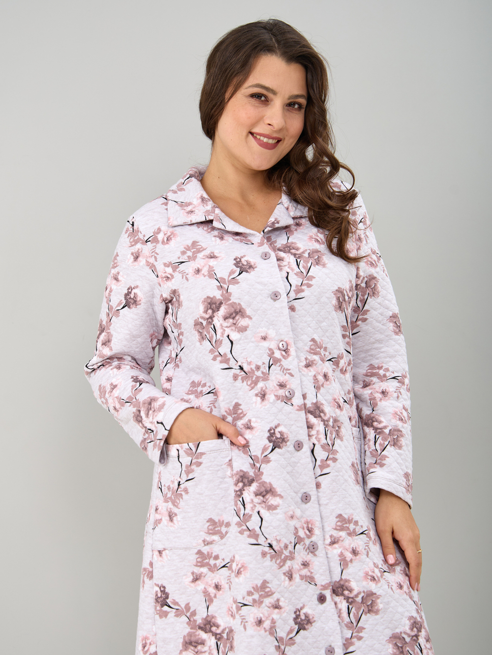 Халат Х-252/бежмеланж-кофецветы