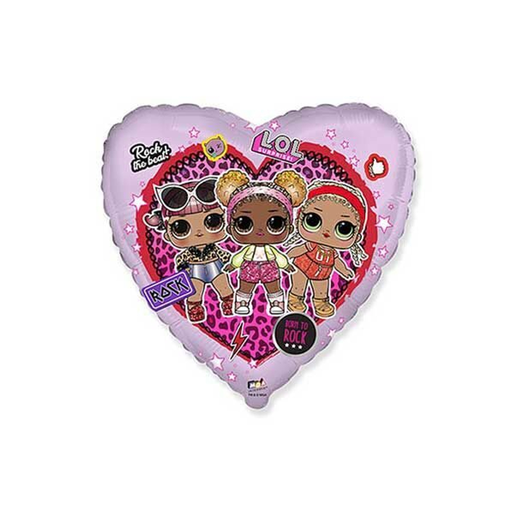 Шарик-сердце "Куклы ЛОЛ в сердце" 45 см