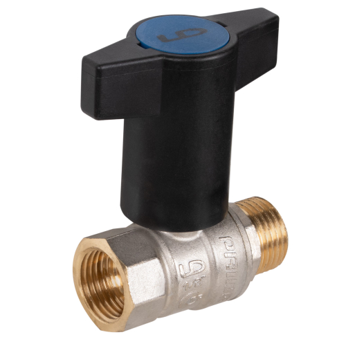 Кран шаровой латунный LD Pride47.15.В-Н.ТРДу15Ру40,вн-нр,Т-рук(Red+Blue)