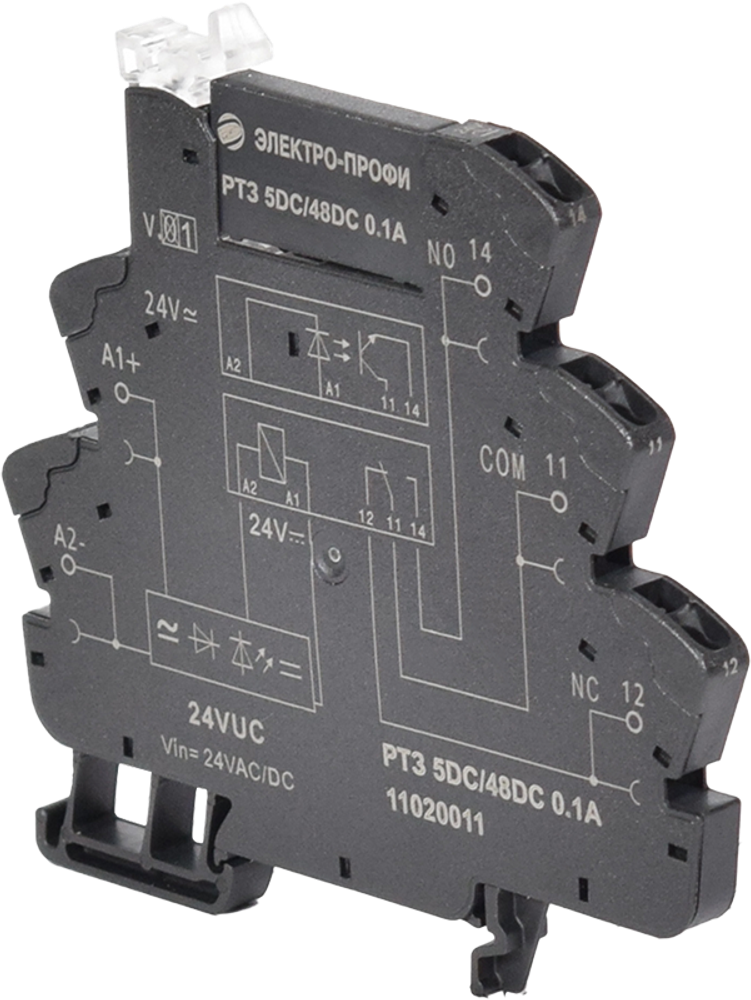 Реле твердотельное 5/48VDC, 0.1A, пружинный зажим, 11020011 РТЗ