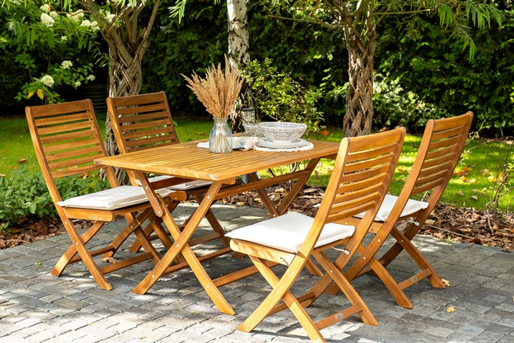 Стул из акации Joygarden КАРО складной, белый, коричневый