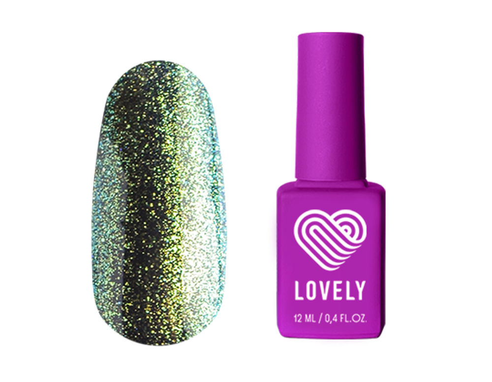 Топ без липкого слоя Lovely с зеленым шиммером Green Gold, 12 ml