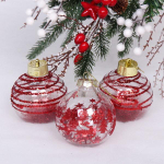 Новогодние шары 8 см (набор 3 шт) "Dream", Рубин (Серпантин)