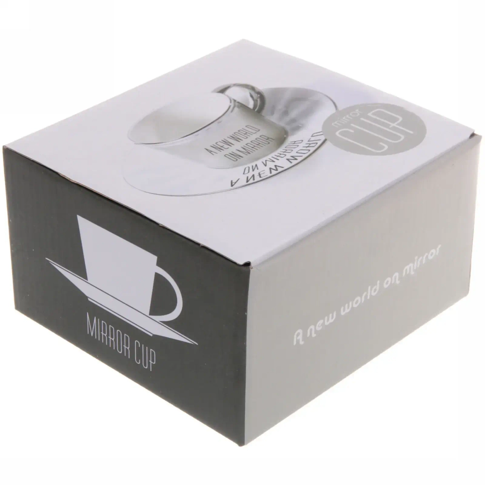 Кофейная пара (зеркальная кружка 90мл+блюдце) анаморфный дизайн «Радуга»