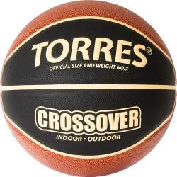 СЦ*Мяч баск. TORRES Crossover, B32097, р.7,ПУ-комп, нейлон. корд, бут.камера, тем. черно-оранж-беж