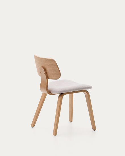 Стул Gena из бежевого шенилла с каркасом из шпона дуба и каучукового дерева Испания La Forma