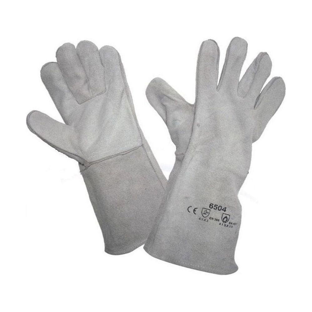 Краги спилковые, без подкладки, размер 10, серые, 236909