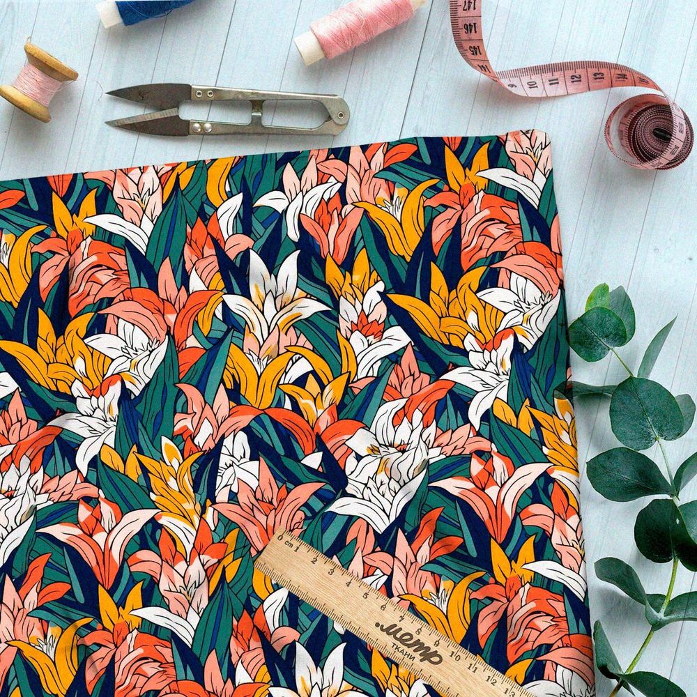 Ткань премиум мембрана волшебные цветочные волны