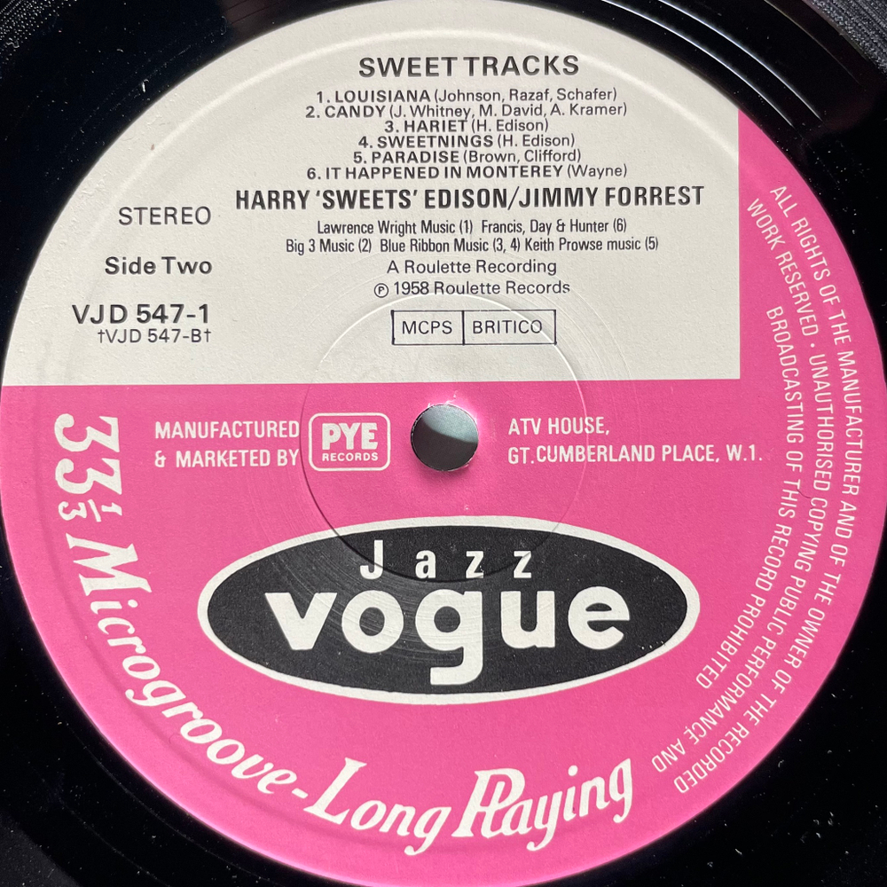Harry 'Sweets' Edison & Jimmy Forrest ‎– Sweet Tracks 2LP (Англия 1978г.)