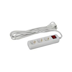 Удлинитель электрический ЭРА U-3es-5m-3x1,5 с заземлением с выключателем 3 розетки 5м ПВС 3x1,5мм2 16А