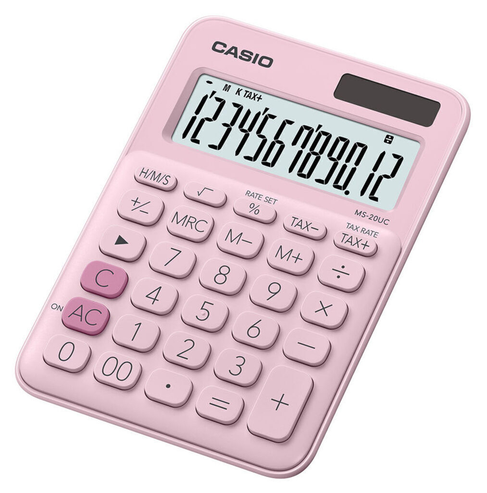 Калькулятор  12 разр. CASIO настольный, розовый MS-20UC-PK-S-UC