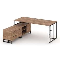 Rift Direct Стол руководителя на опорной тумбой RF.SRT-24 (L) Дуб Табак/Металл Черный/Черный Ручки 1