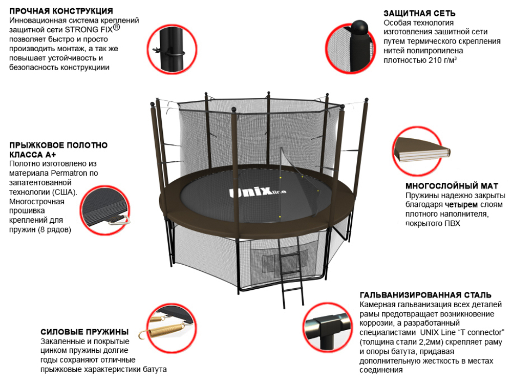 Батут UNIX line Black&Brown 10 ft (inside)