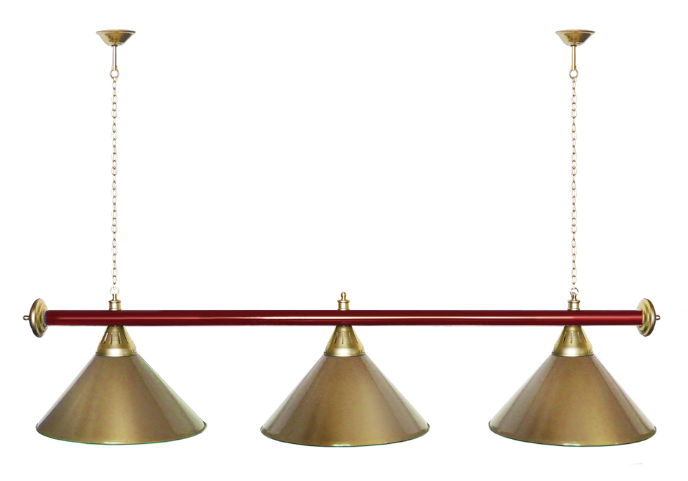 Лампа STARTBILLIARDS 3 пл. (плафоны зеленые,штанга золотая,фурнитура золото)