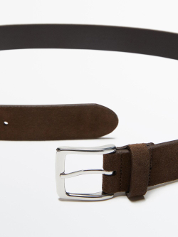 Massimo Dutti Замшевый кожаный ремень, табачный