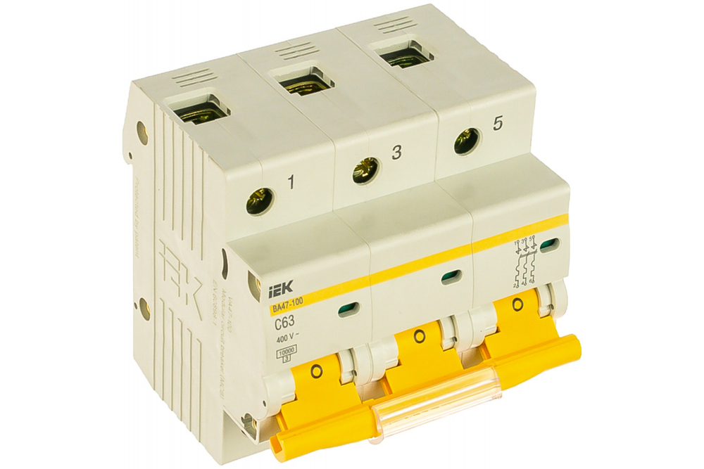 Автоматический выключатель ВА47-100 3Р 63А 10кА С IEK