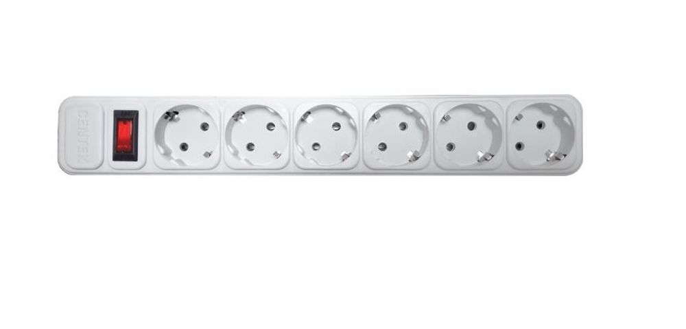 Сетевой фильтр Centek СТ-8901-6-1,8 White (белый) 6 розеток, 1,8 м, ДВОЙНАЯ ЗАЩИТА, макс до 2200 Вт