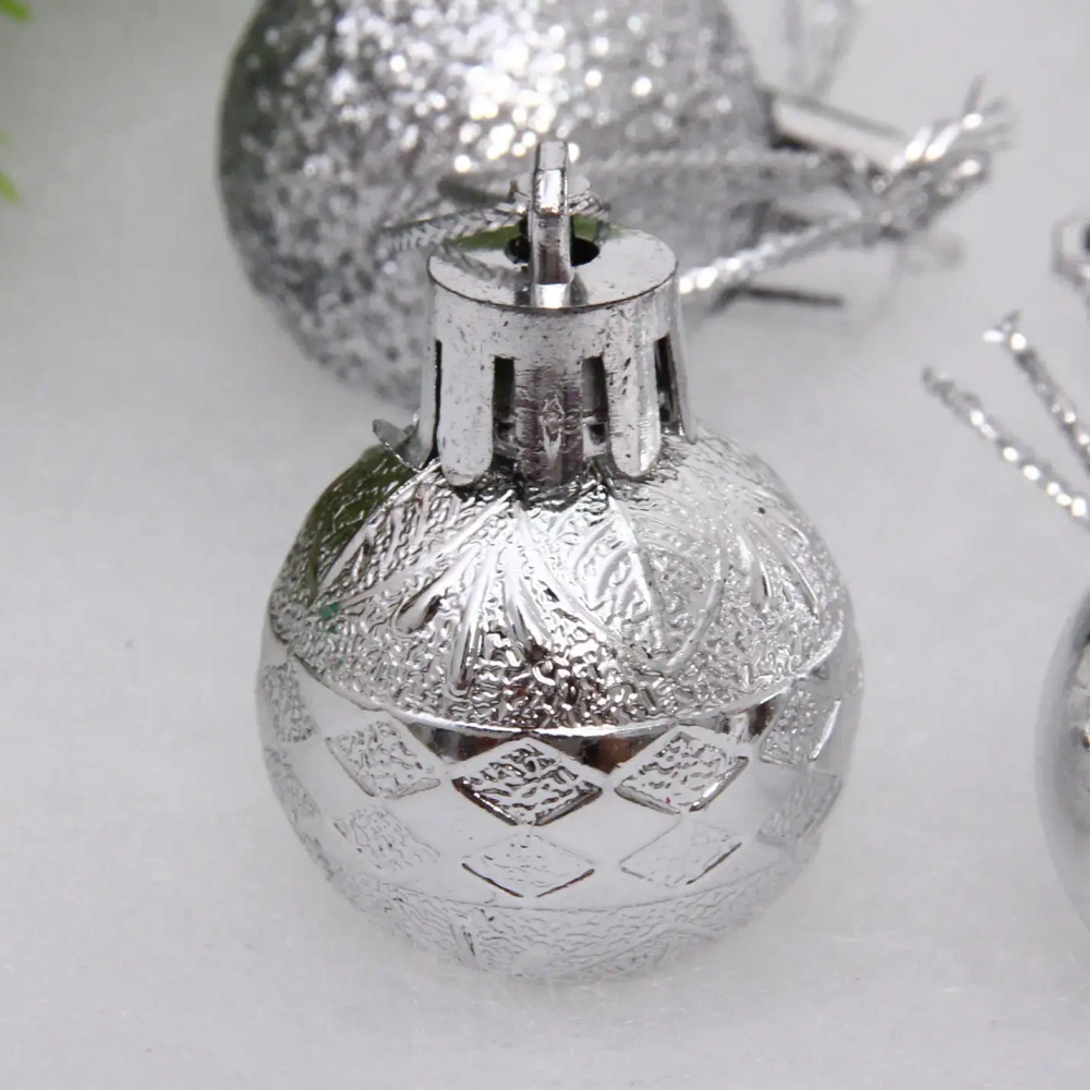 Новогодние шары 3 см (набор 9 шт) «Микс фактур», серебро
