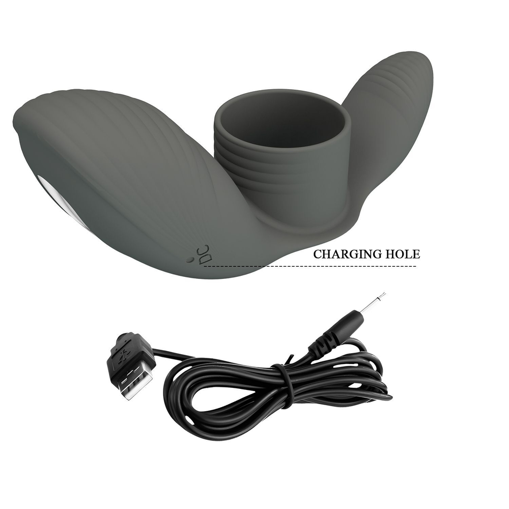 Серое кольцо на пенис с вибрацией (Цвет: серый)