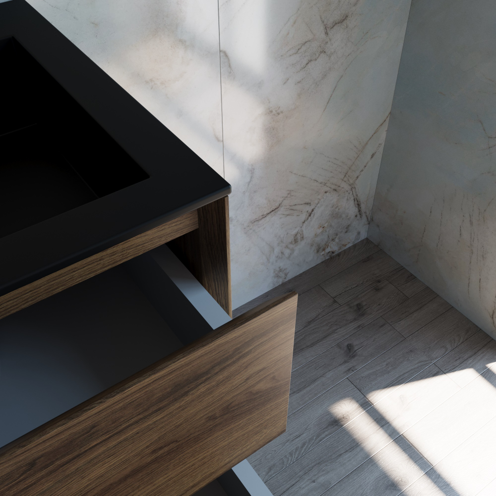 База под раковину Luka 600 подвесная, 2 выкатных ящика soft-close, С.Oak