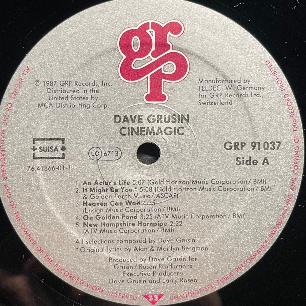 Dave Grusin ‎– Cinemagic (Швейцария 1987г.)