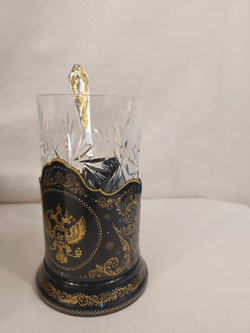 Чайный набор "Герб России" сусальное золото (Ручная роспись Палех)