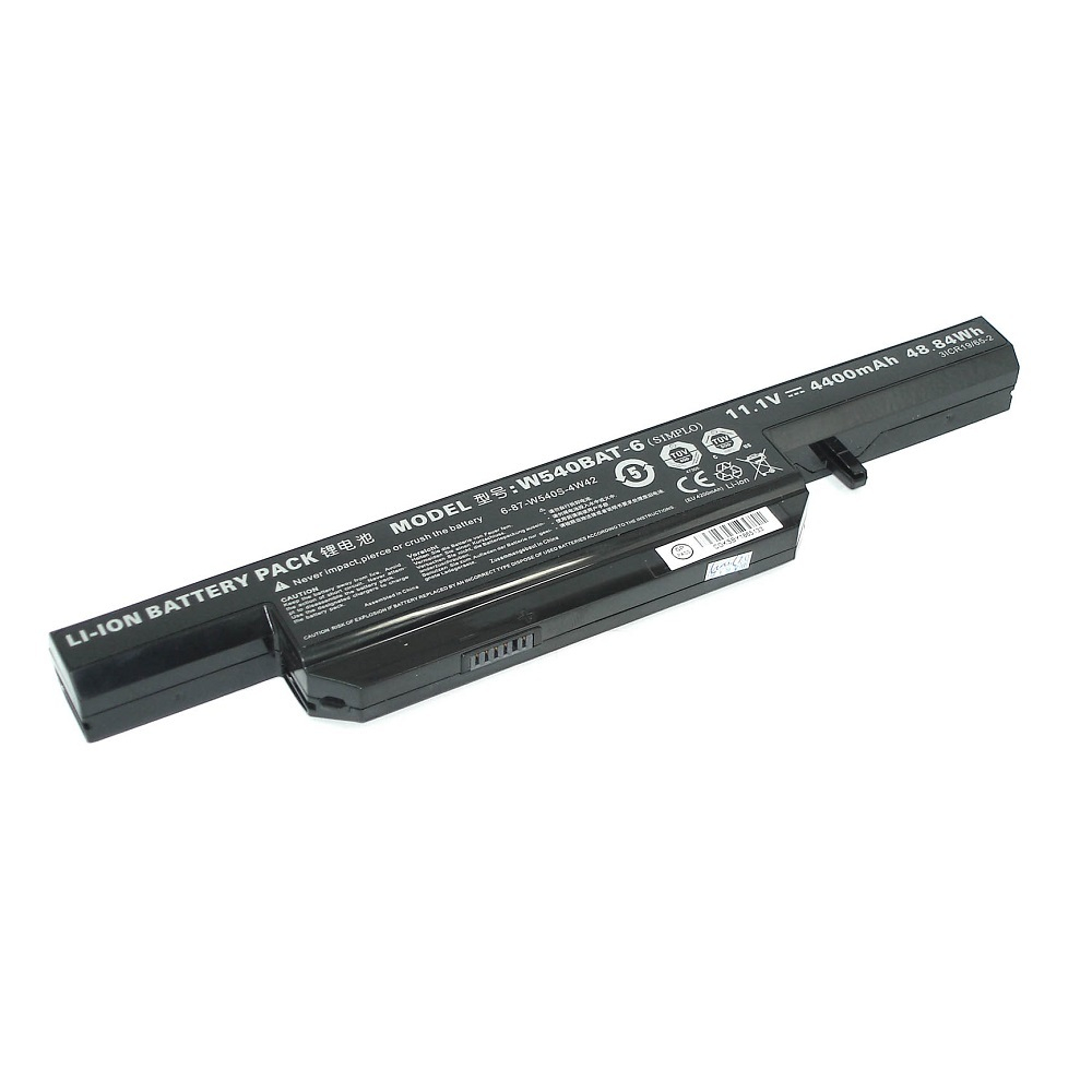 Аккумуляторная батарея для ноутбука DNS Clevo W540 11.1V 4400mAh W540BAT-6 черная
