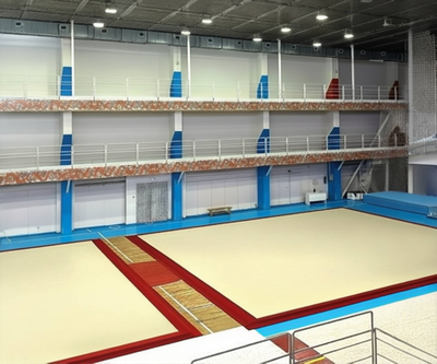 Профессиональный гимнастический помост 13,72х13,72м художественного ковра - 14х14м