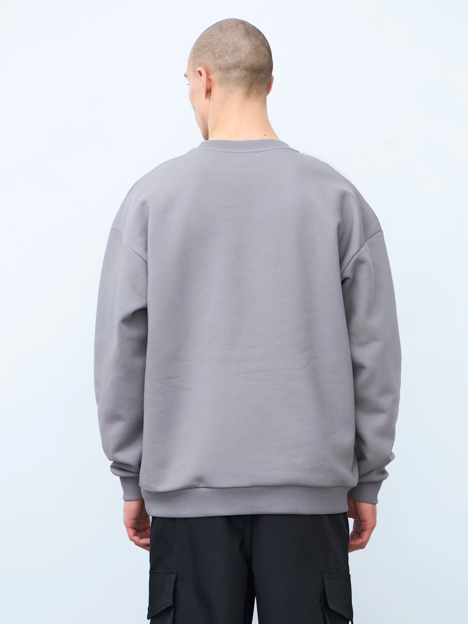 Свитшот оверсайз, с начесом (серый)