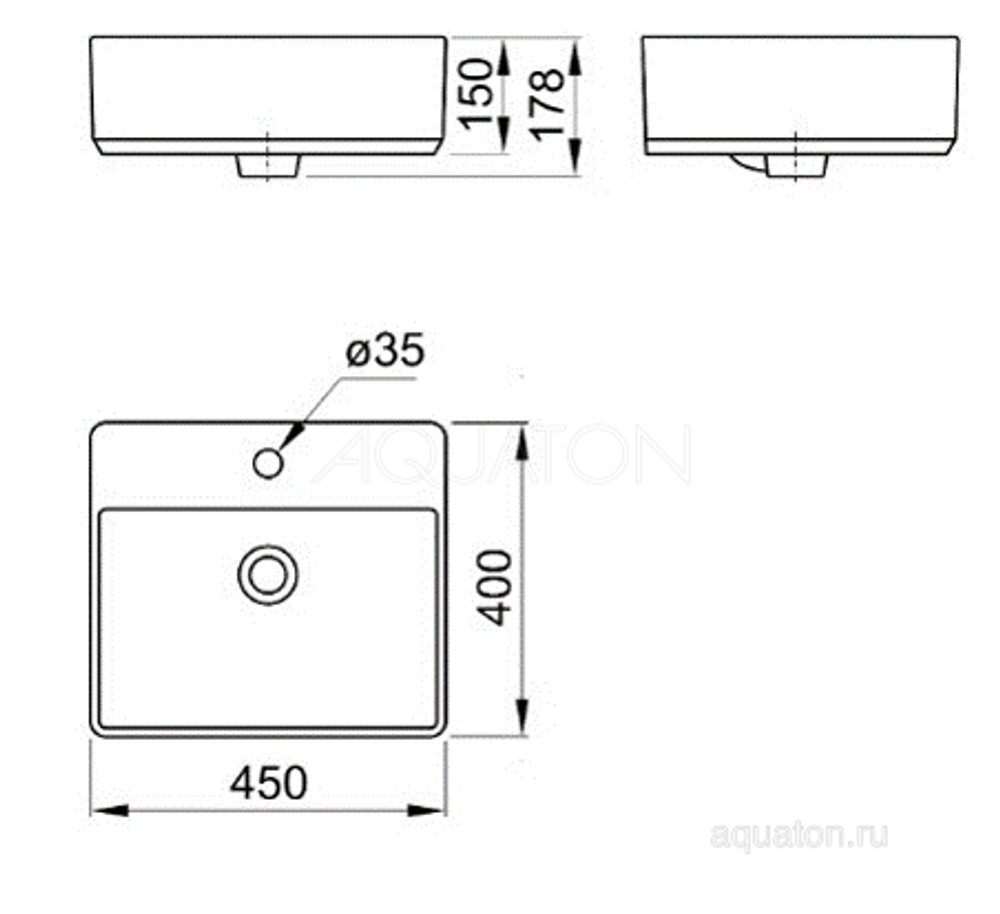 Раковина Aquaton Geometry 450х400 белая WQ8A37000000004