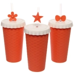 Стакан пластиковый 520мл «Плетёнка» с трубочкой, цвета микс