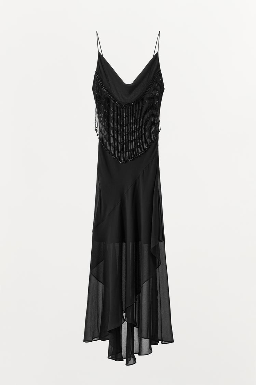 ZARA ПЛАТЬЕ МИДИ С БИСЕРОМ LIMITED EDITION, ЧЕРНЫЙ