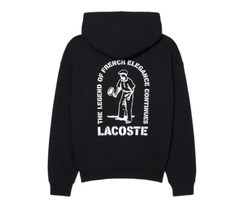 Мужская теннисная кофта Lacoste Loose Fit Printed Hoodie - black