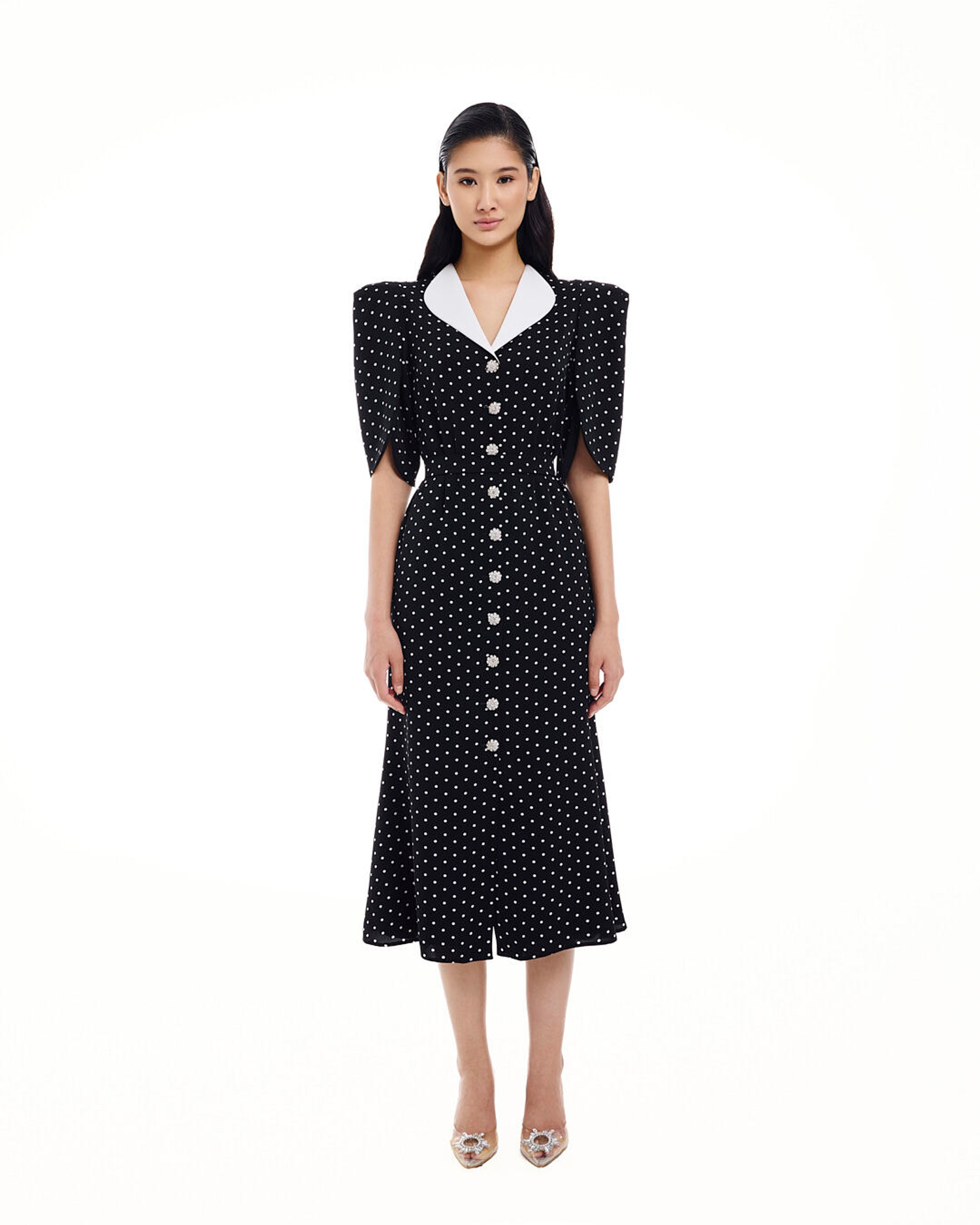 Платье Sillage (Силлаж) черное в белый горошек