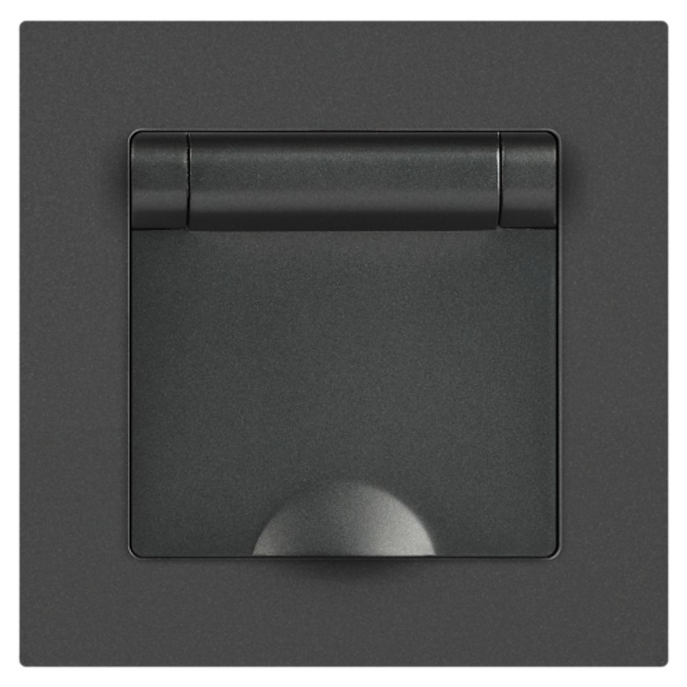 Розетка Intro Accent 6-203-07 с заземлением 2P+E Schuko с крышкой 16А-250В IP20 СУ AL/CU графит