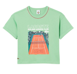 Женская теннисная футболка Lacoste Roland-Garros Edition Jersey - зеленый